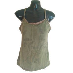 Lululemon women olive tank with light shelf bra race back size 8
